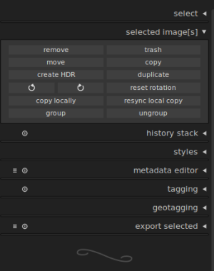 selected images options